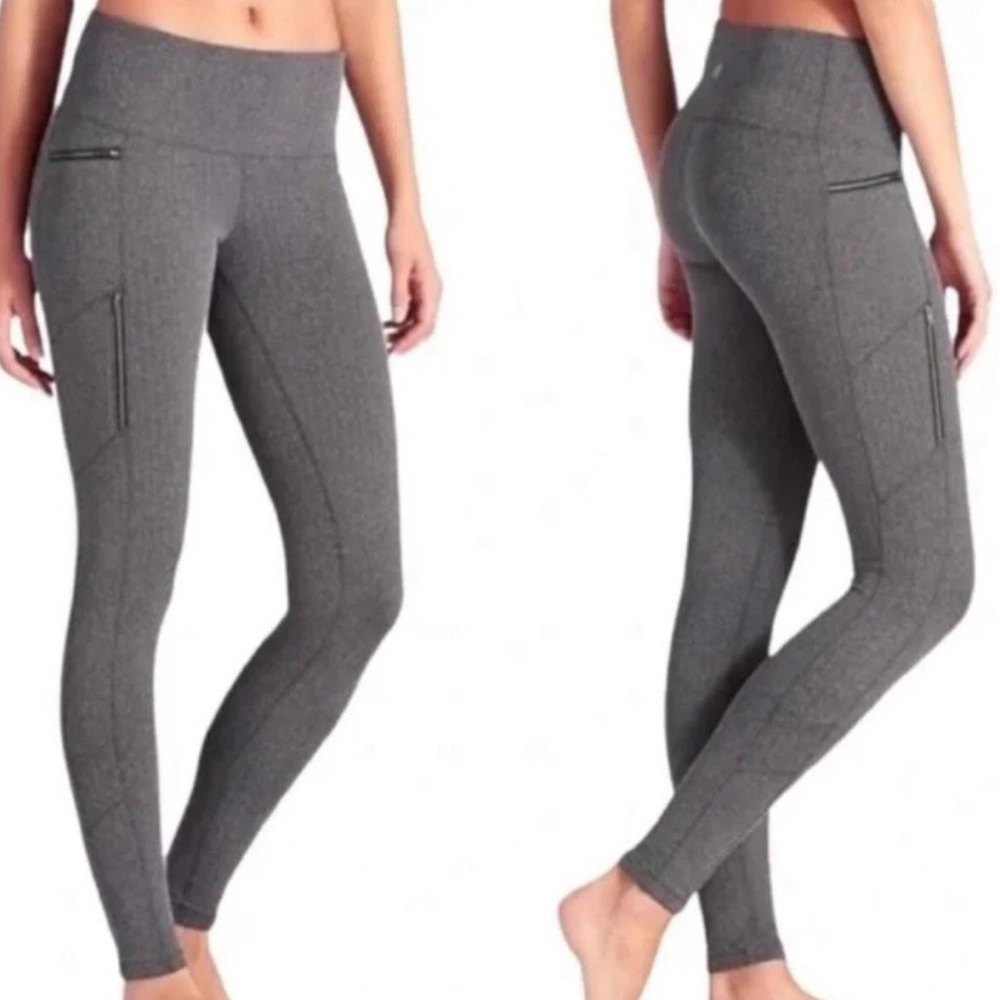 ATHLETA, PIXY DRIFTER “Heathered MauveGray” Zip Pocket Legging WM’S SZ-MED